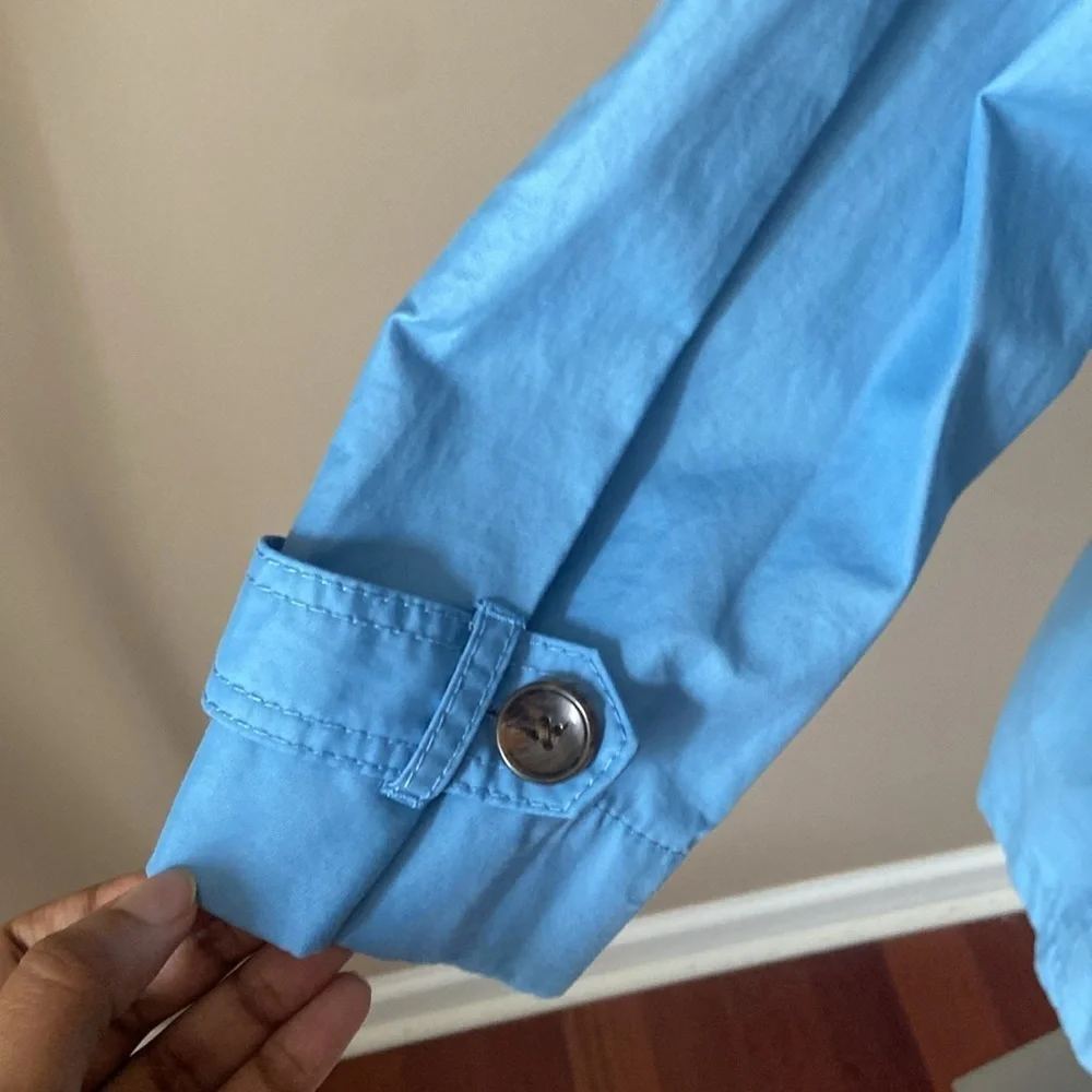 Gap Women’s Pastel Baby Blue Trench Coat Preppy Prep Casual